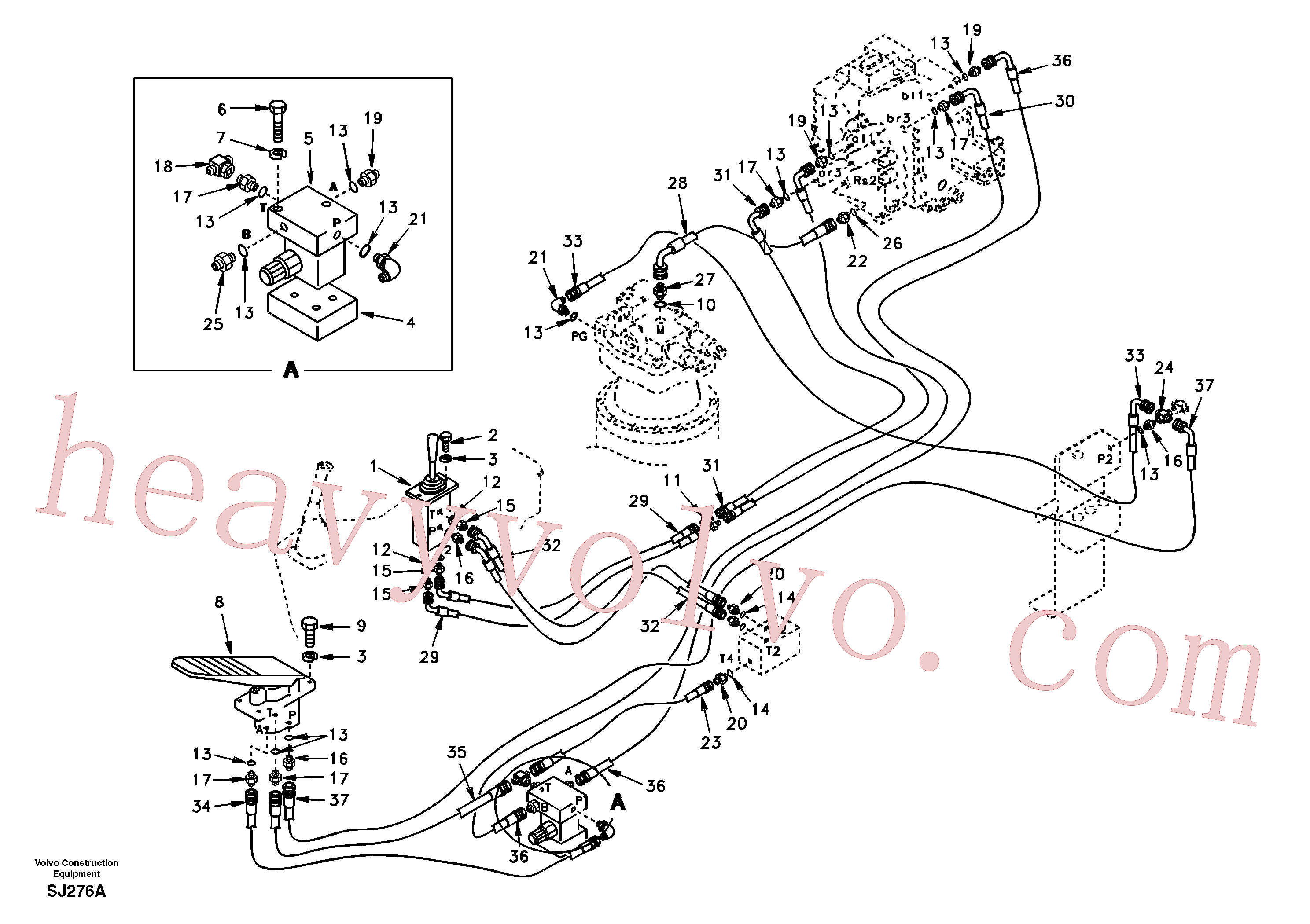 SA9453-03360 for Volvo Servo system, control valve to remote control valve pedal(SJ276A assembly)