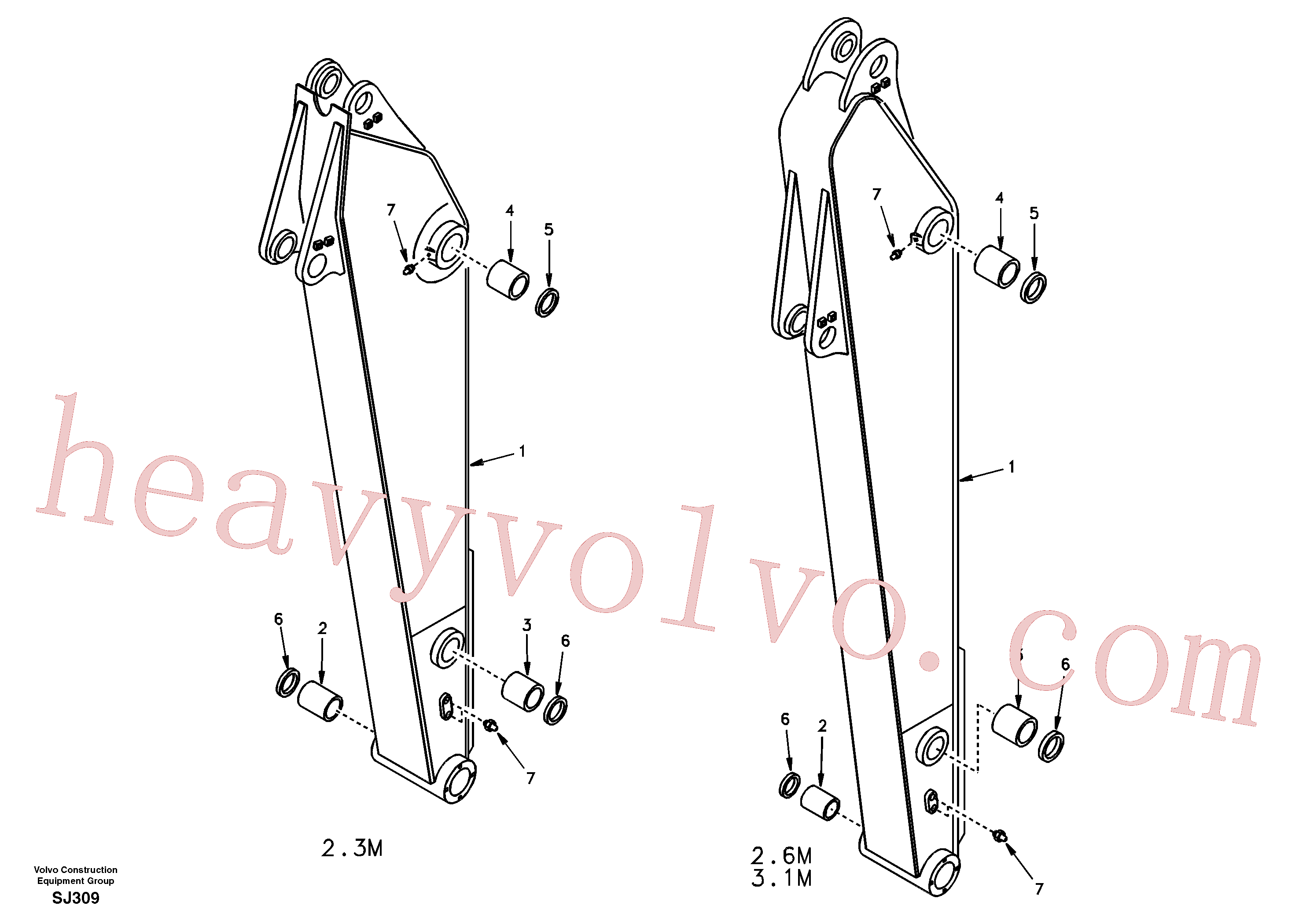 SA1172-00111 for Volvo Dipper arm and grease piping with piping seat(SJ309 assembly)