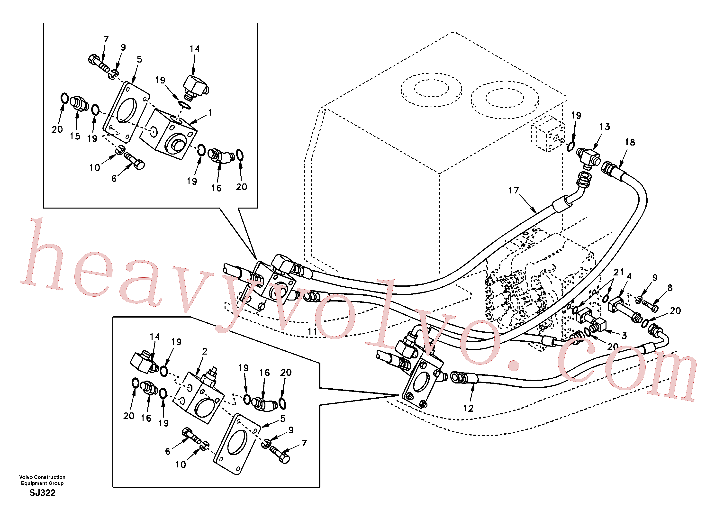 SA9403-06616 for Volvo Working hydraulic, hammer and shear for upper(SJ322 assembly)