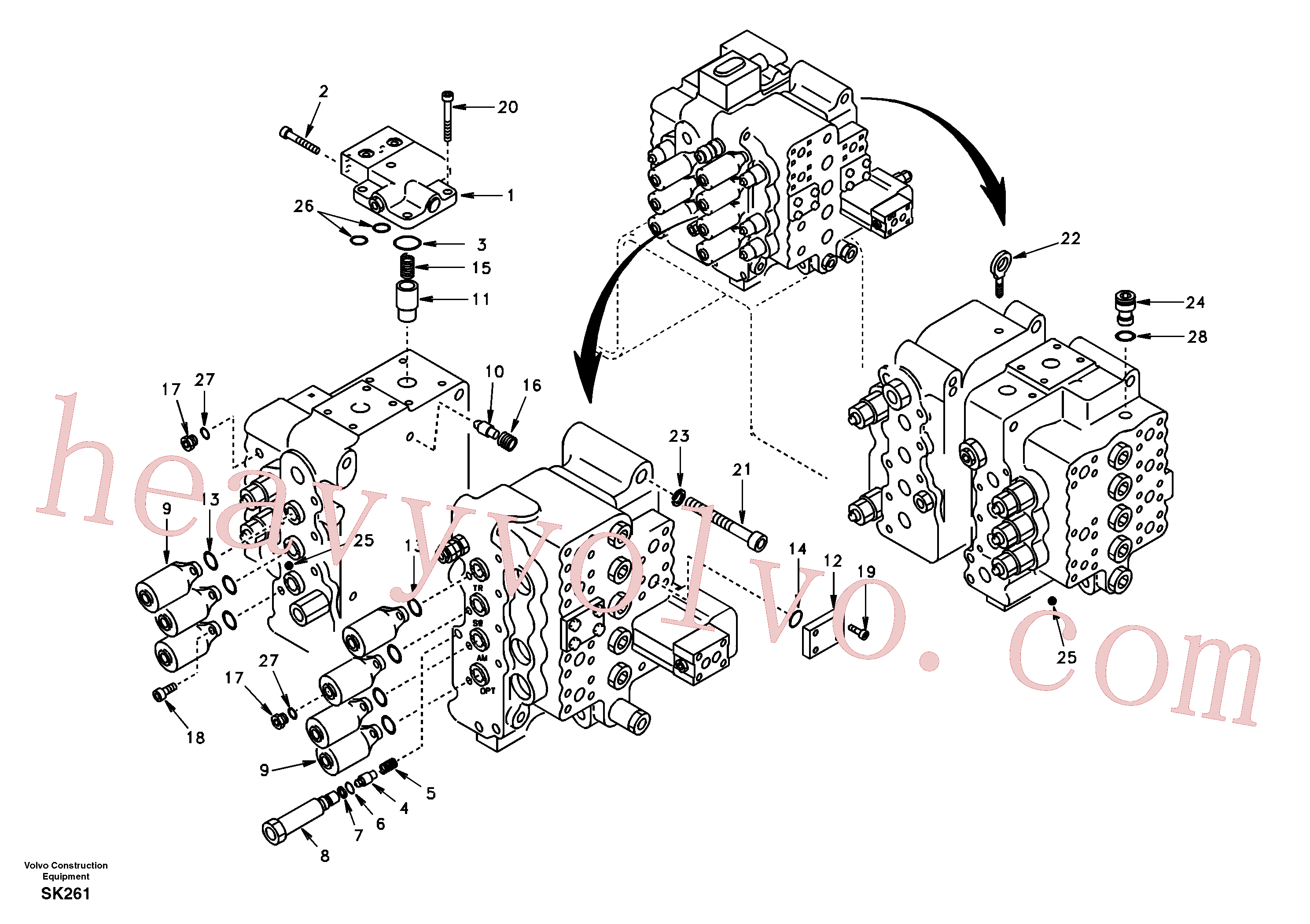 SA9446-30600 for Volvo Control valve with fitting parts.(SK261 assembly)