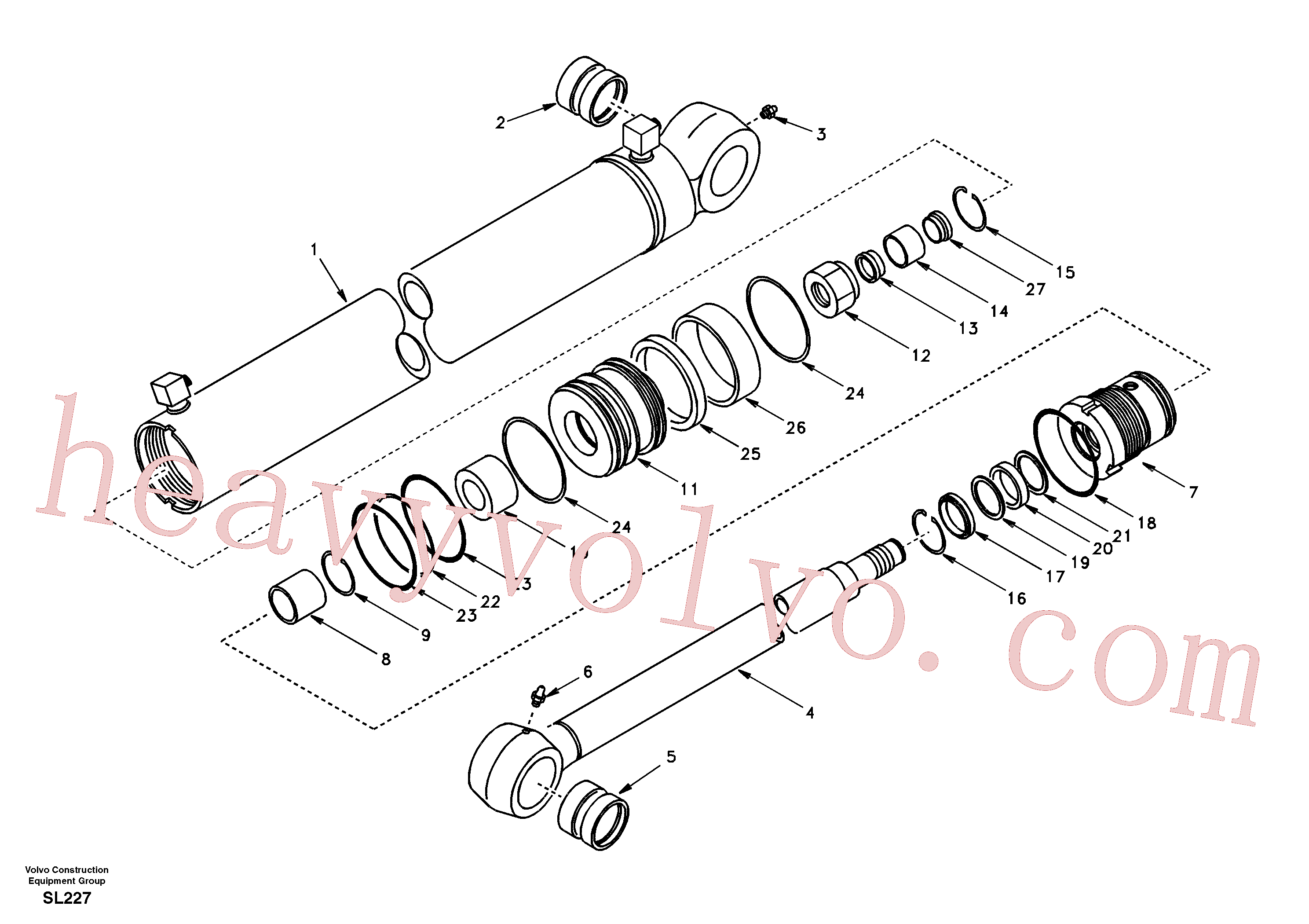 SA9567-20450 for Volvo Boom swing cylinder(SL227 assembly)