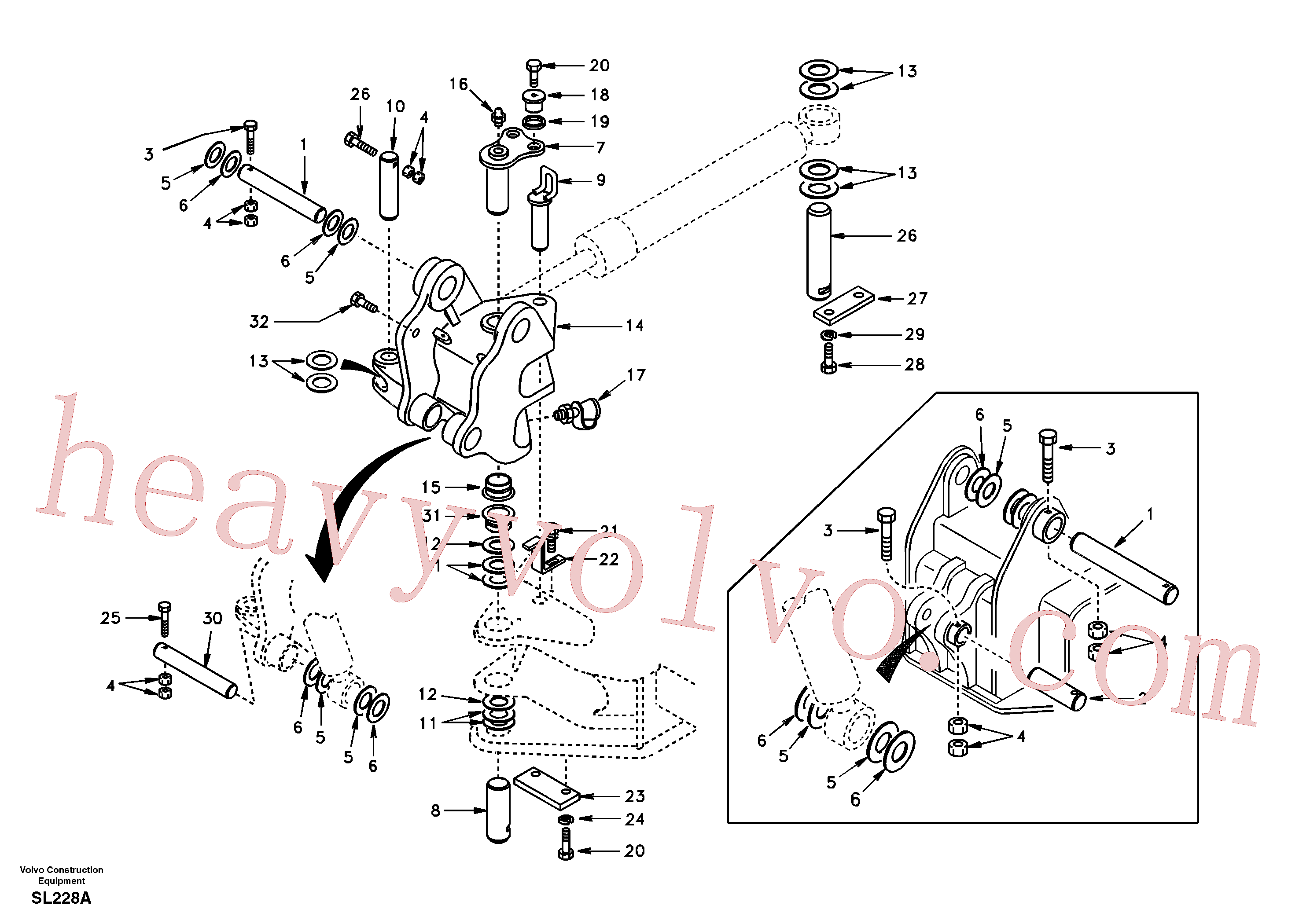 SA1171-30220 for Volvo Links to boom and boom cylinder mounting(SL228A assembly)