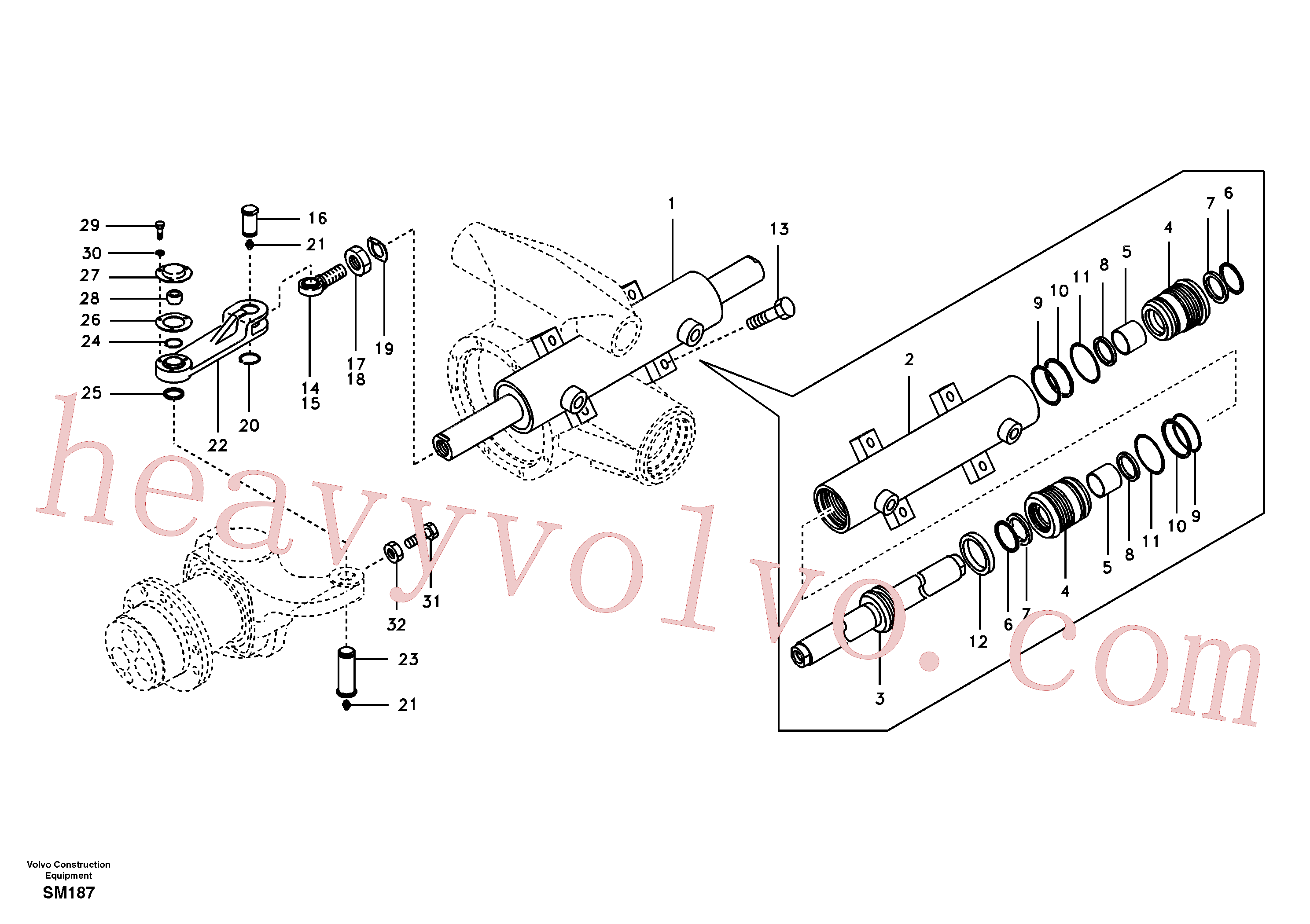 VOE990589 for Volvo Steering cylinder(SM187 assembly)