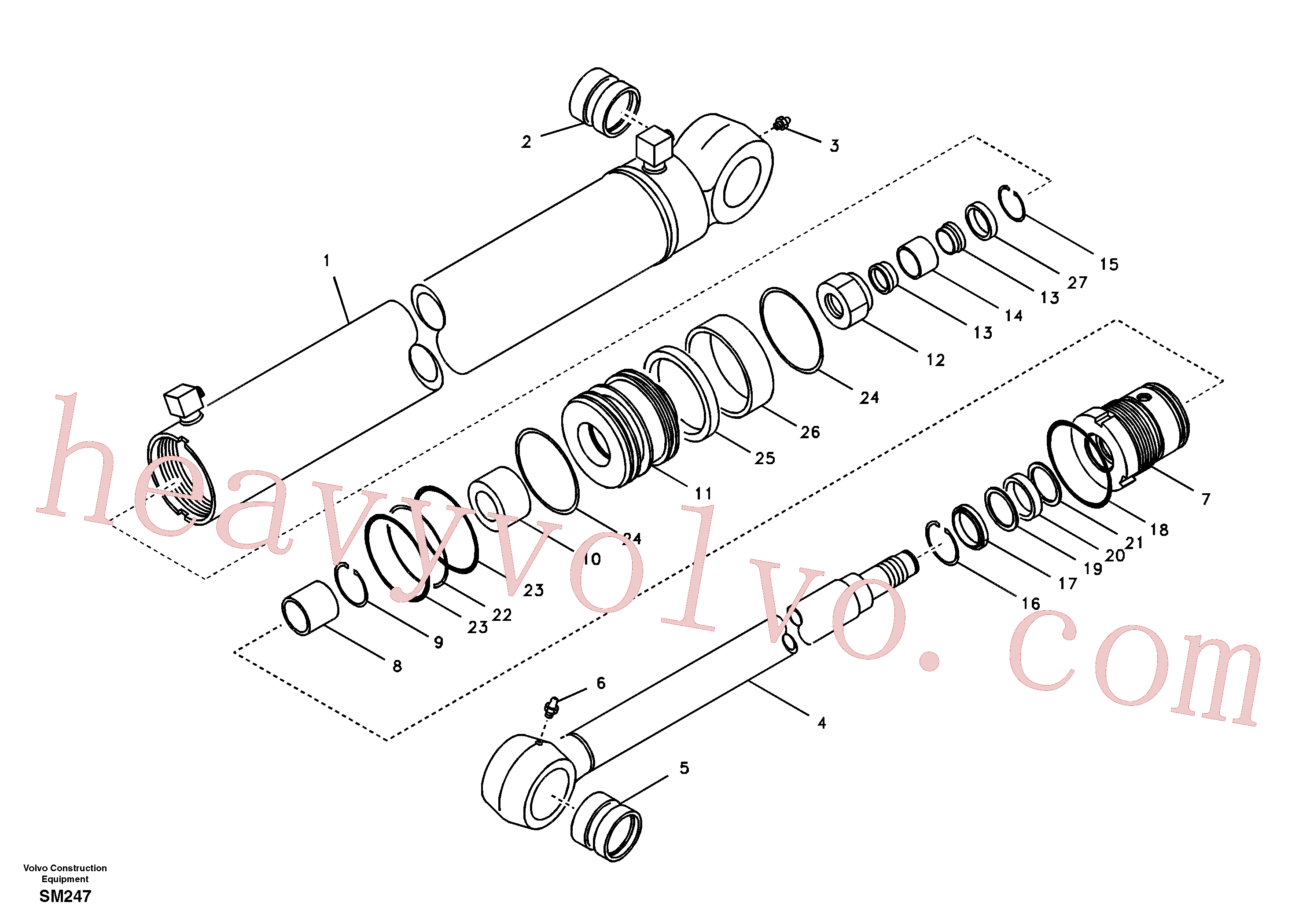 VOE14501085 for Volvo Boom swing cylinder(SM247 assembly)