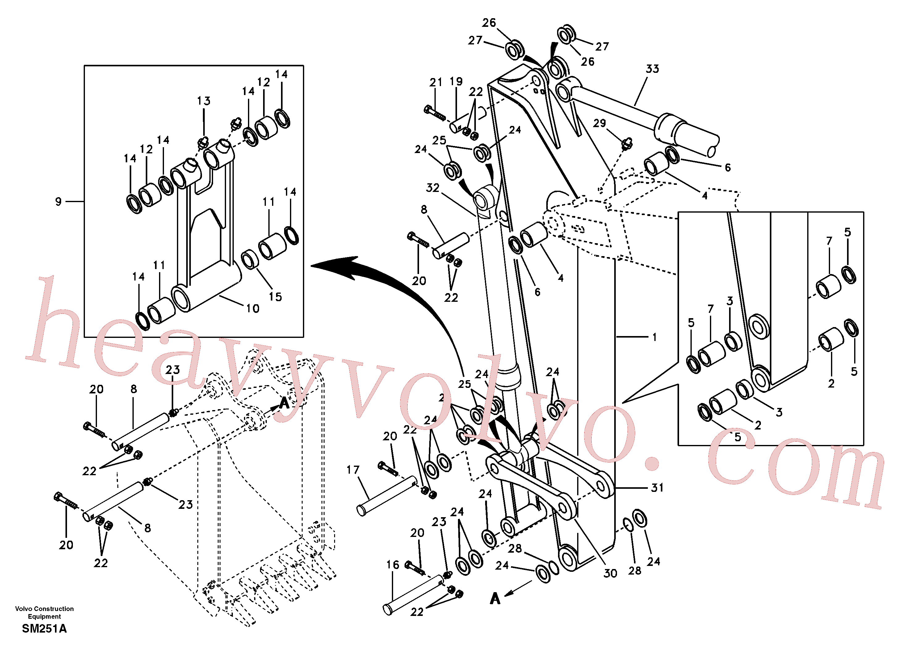 SA1070-22670 for Volvo Links to dipper arm(SM251A assembly)