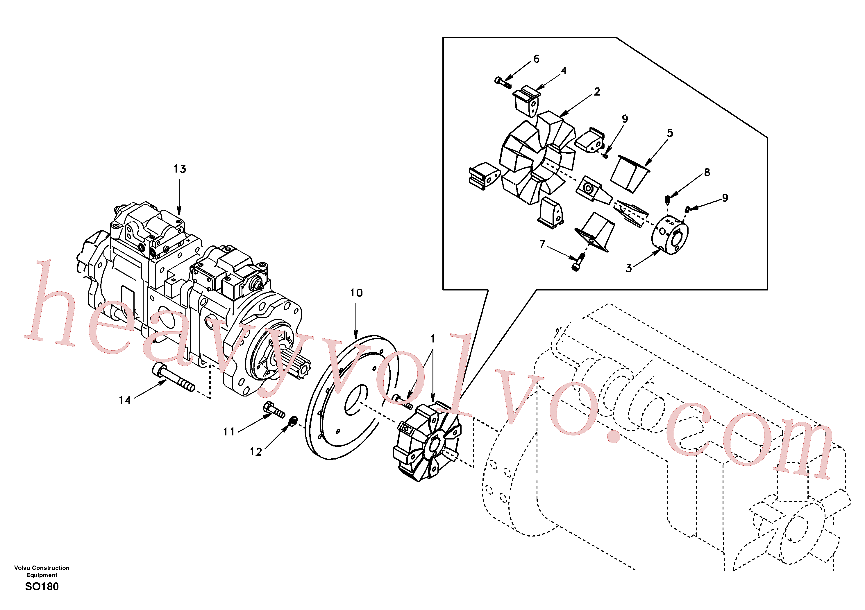 SA14509688 for Volvo Pump gearbox with assembling parts(SO180 assembly)