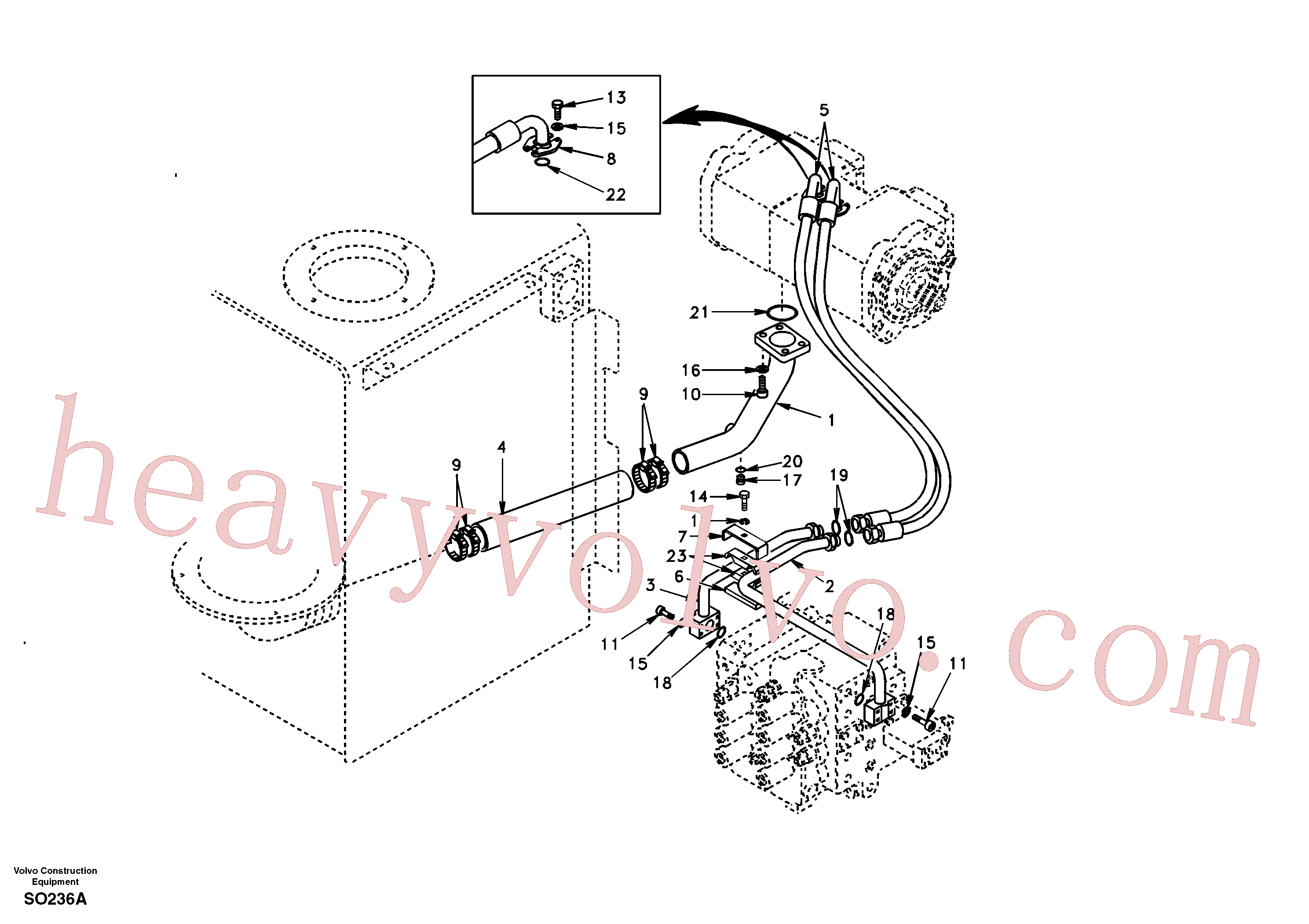 SA9011-21416 for Volvo Hydraulic system, hydraulic tank to hydraulic pump(SO236A assembly)