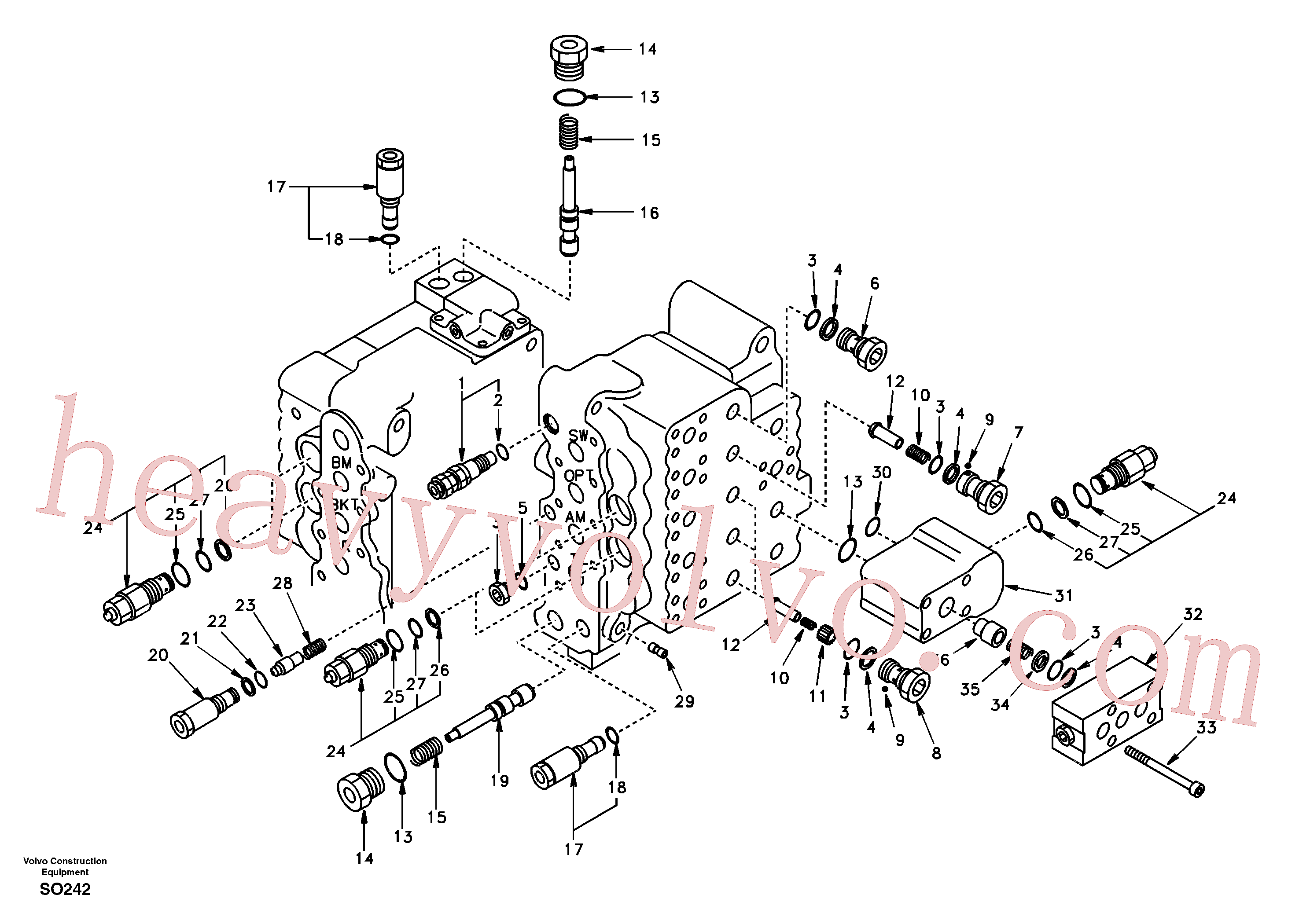 SA14508550 for Volvo Main control valve, relief valve and dipper arm holding(SO242 assembly)