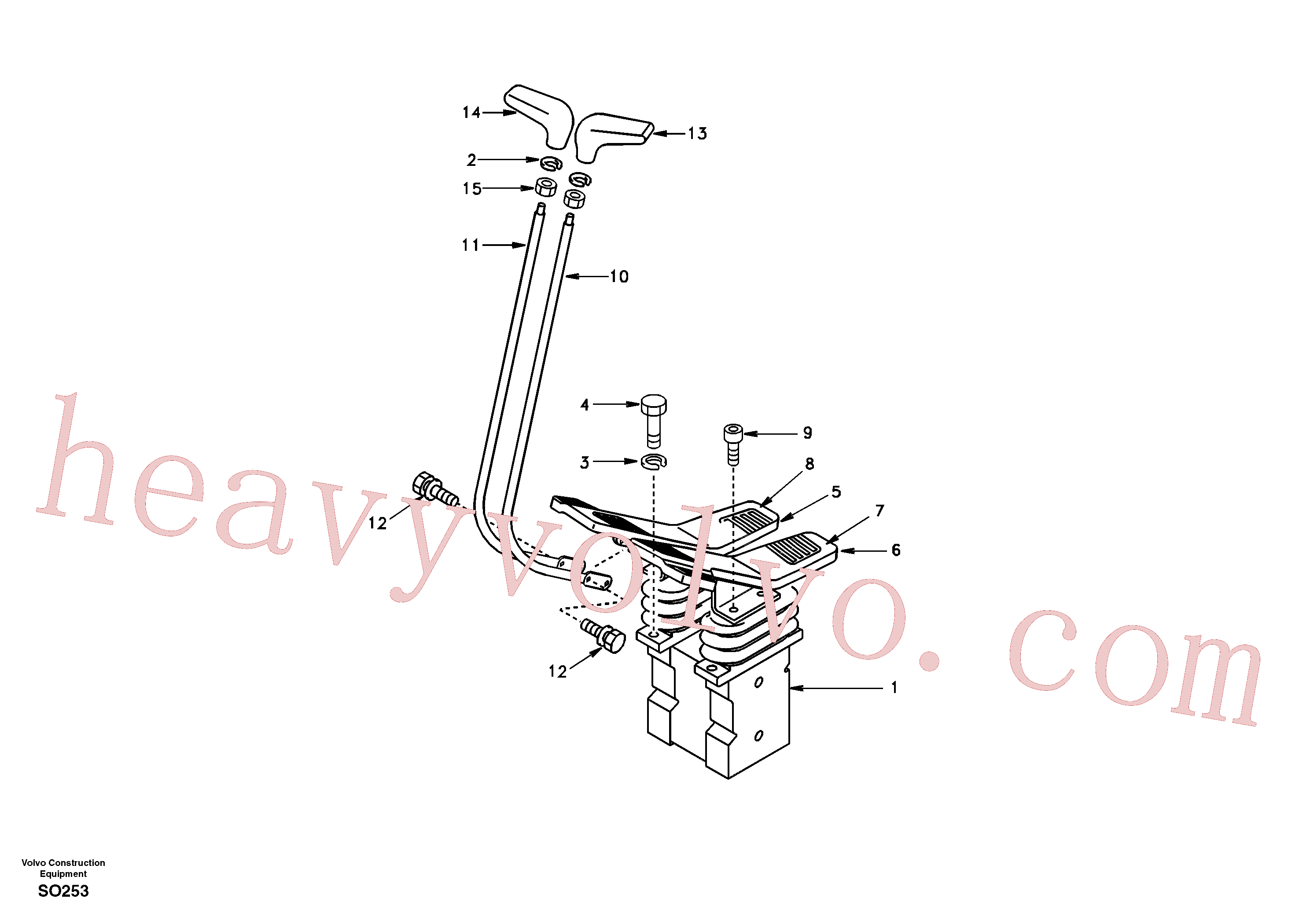 SA1068-02450 for Volvo Remote control valve pedal with fitting parts(SO253 assembly)