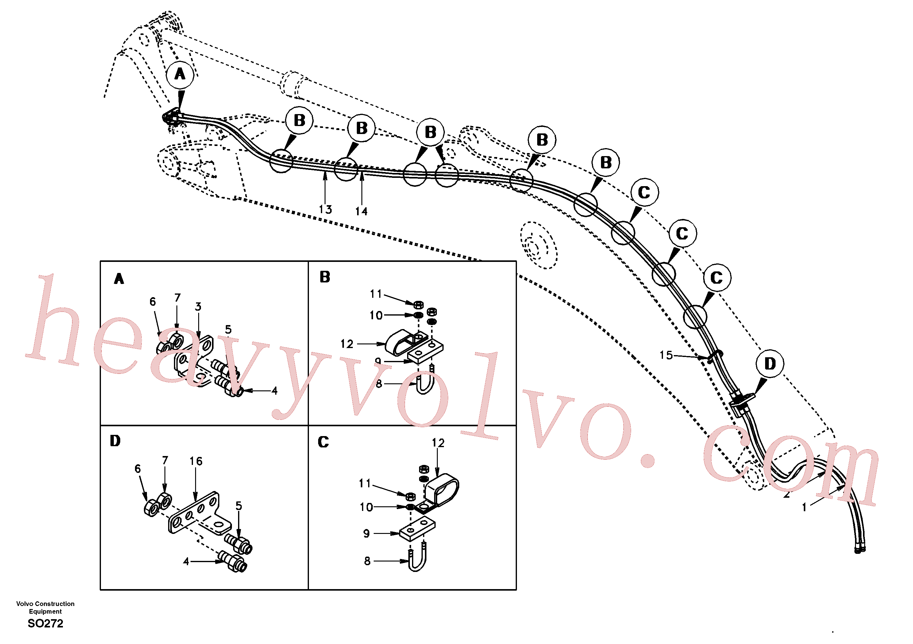 SA9466-02611 for Volvo Quickfit and rotator hydraulic boom(SO272 assembly)