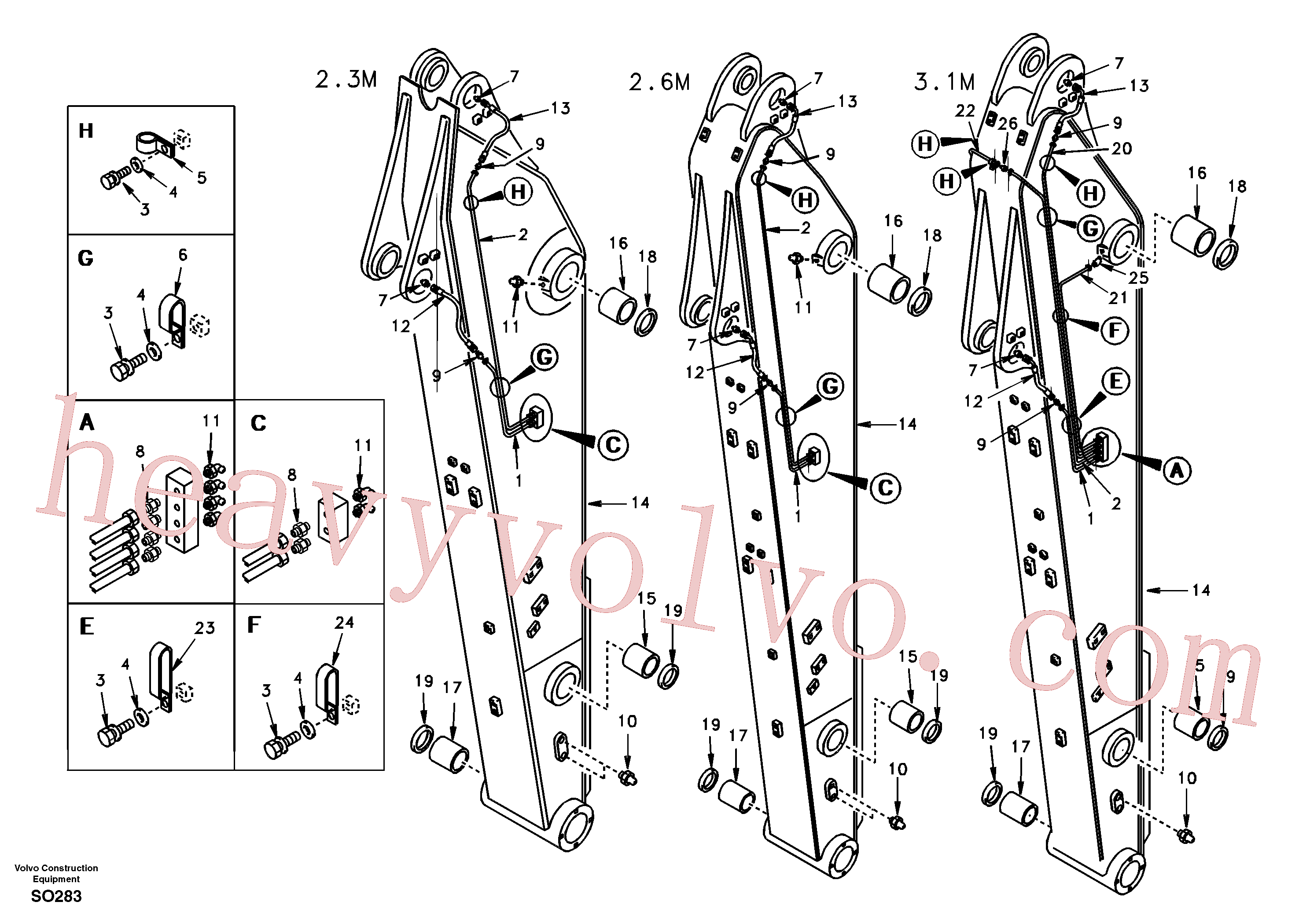 VOE14504035 for Volvo Dipper arm and grease piping with piping seat(SO283 assembly)