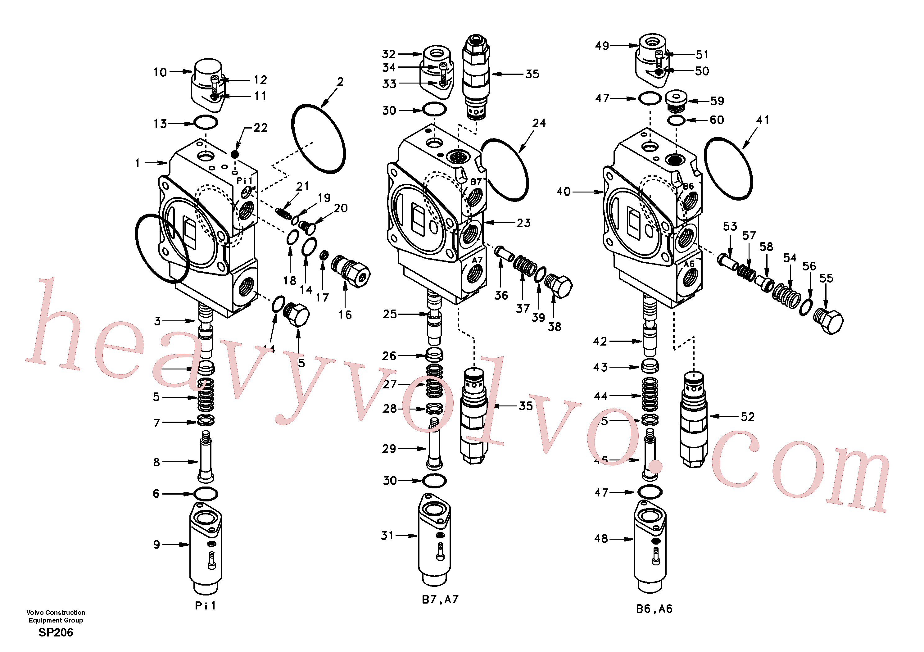 SA7253-03390 for Volvo Main control valve, travel straight forward and dipper arm 1 and boom 2.(SP206 assembly)