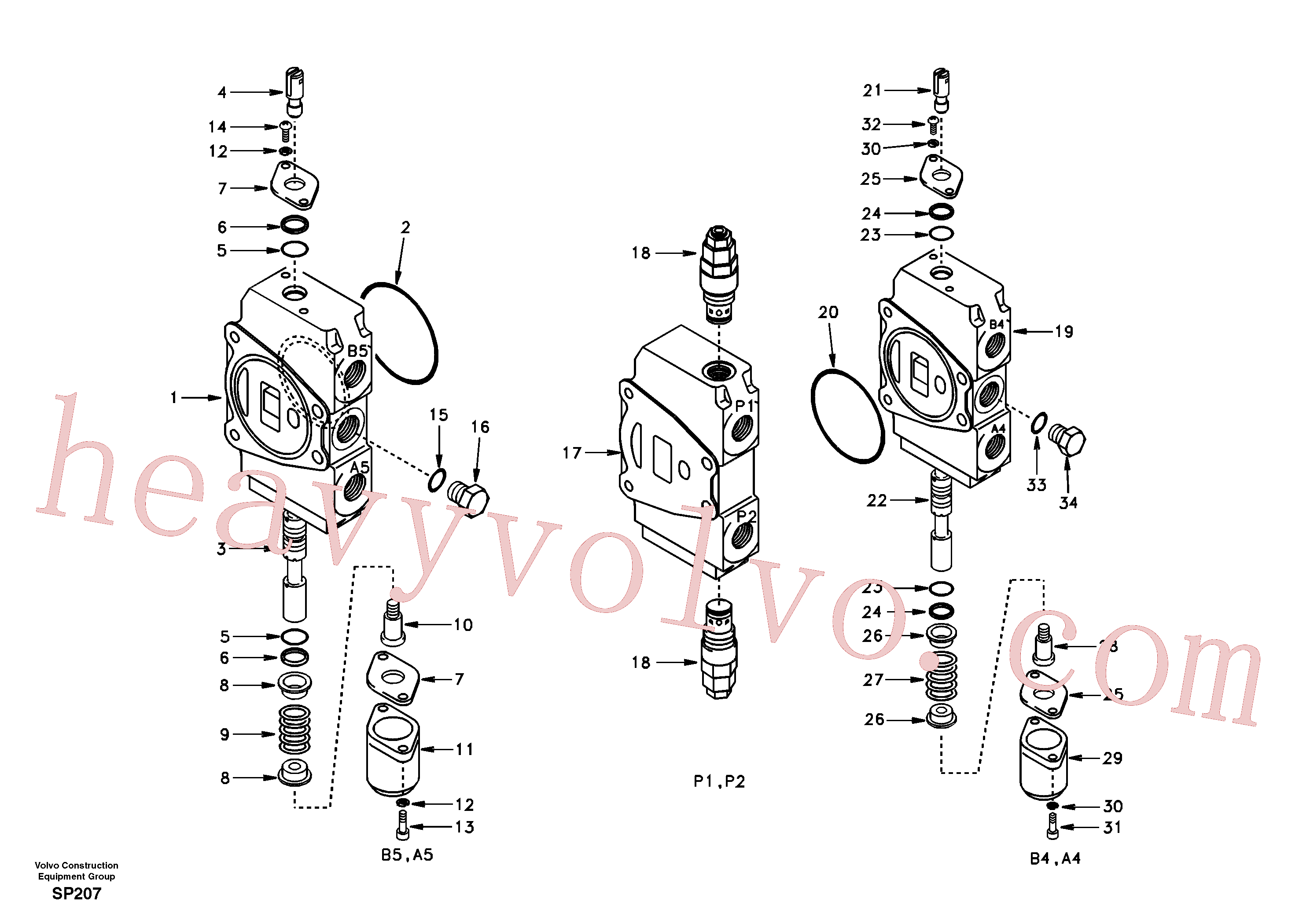 SA7251-20662 for Volvo Main control valve, travel Lh and mid inlet and travel Rh(SP207 assembly)