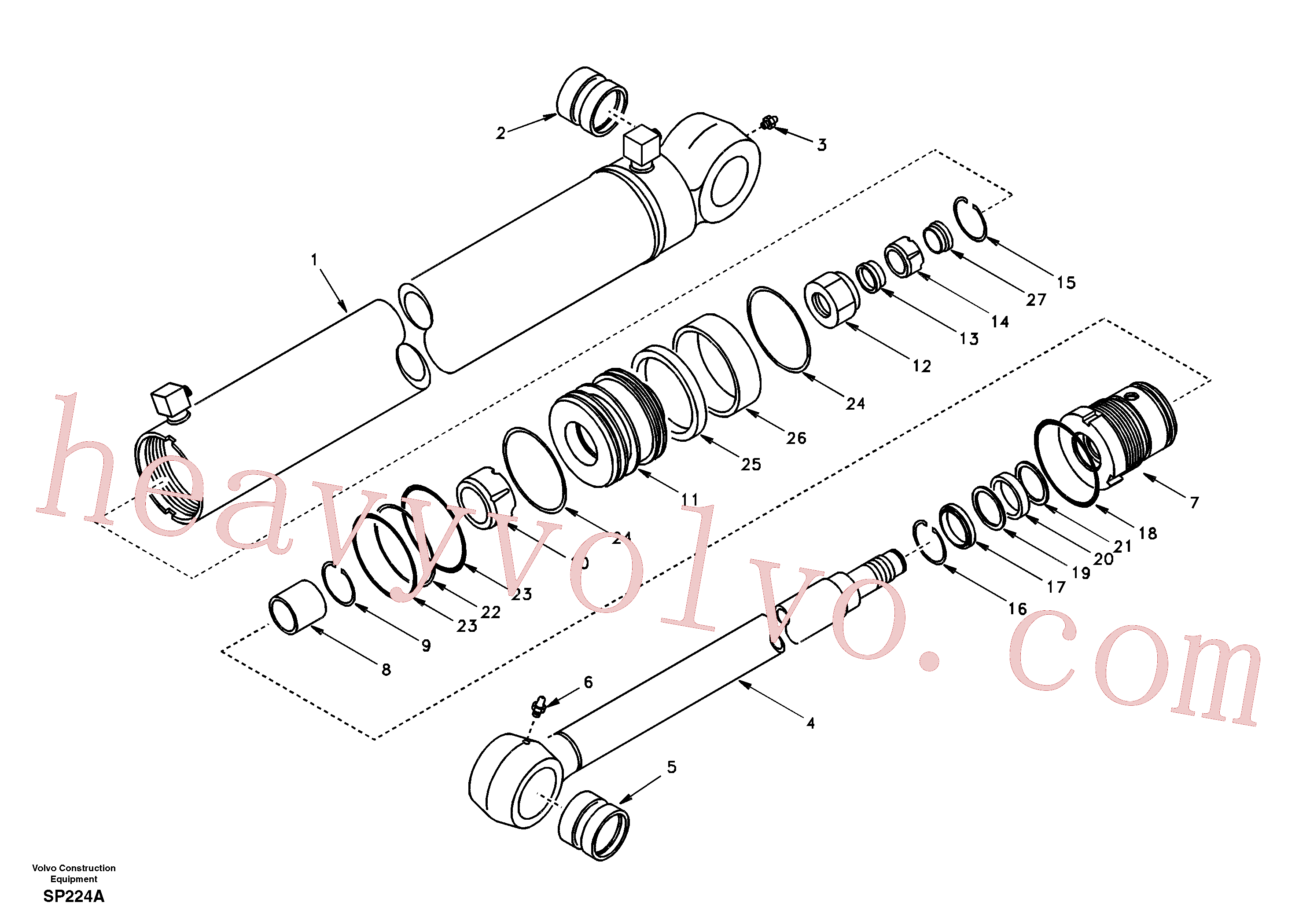 VOE14501085 for Volvo Boom swing cylinder(SP224A assembly)