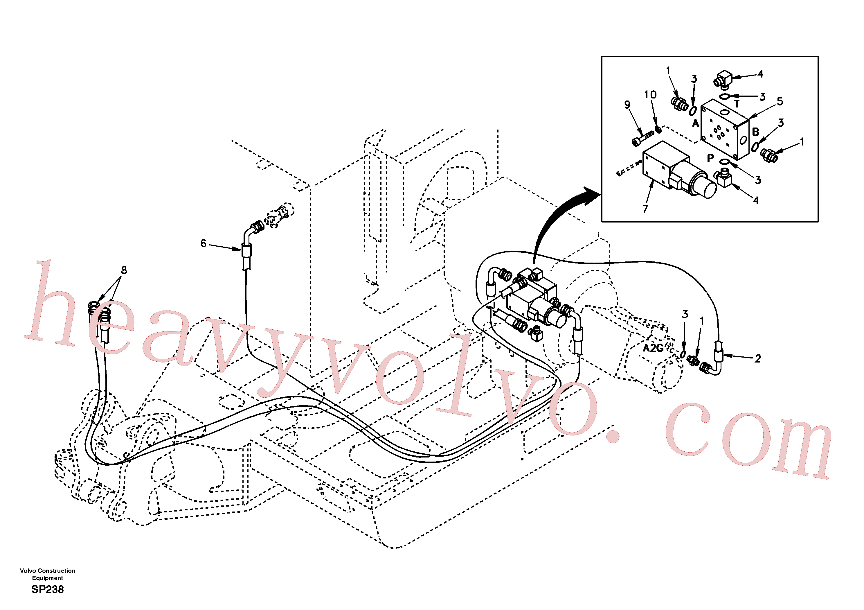 SA9453-02257 for Volvo Quikfit hydraulic on upper. Double - acting(SP238 assembly)