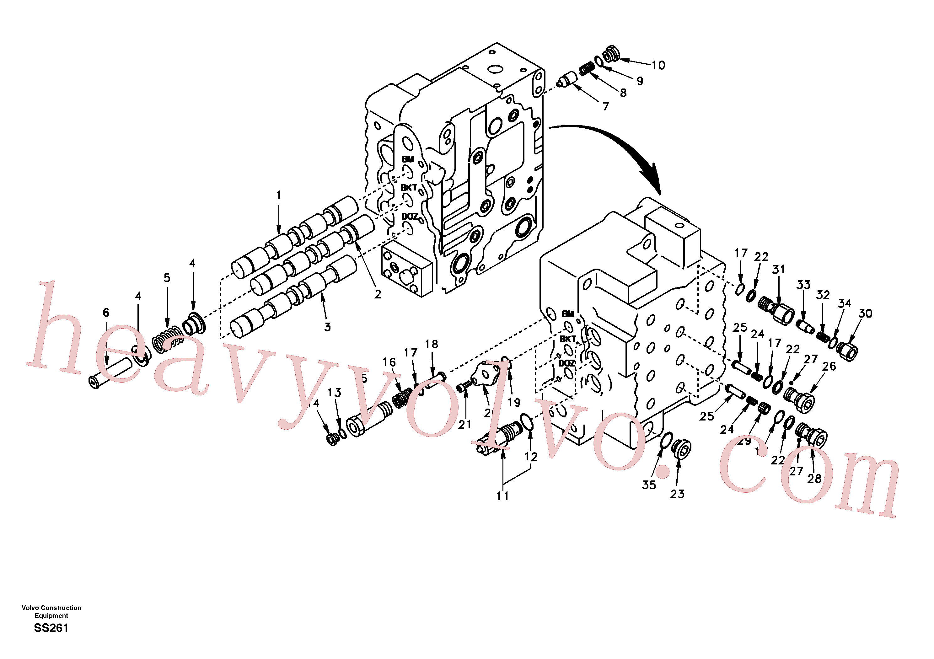 SA7273-11310 for Volvo Main control valve, boom and bucket and travel Rh(SS261 assembly)