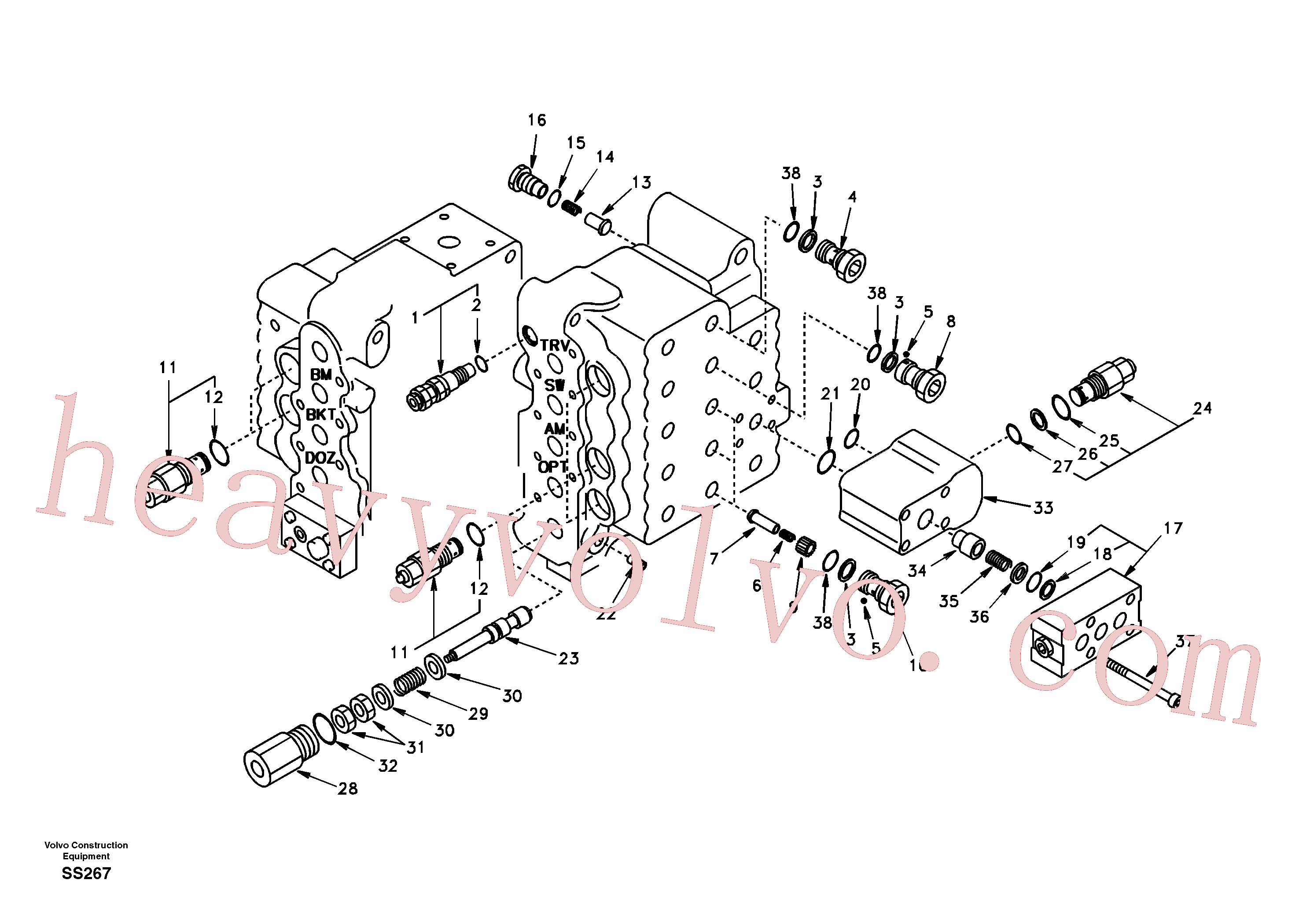 SA8230-10540 for Volvo Main control valve, relief valve and dipper arm holding(SS267 assembly)