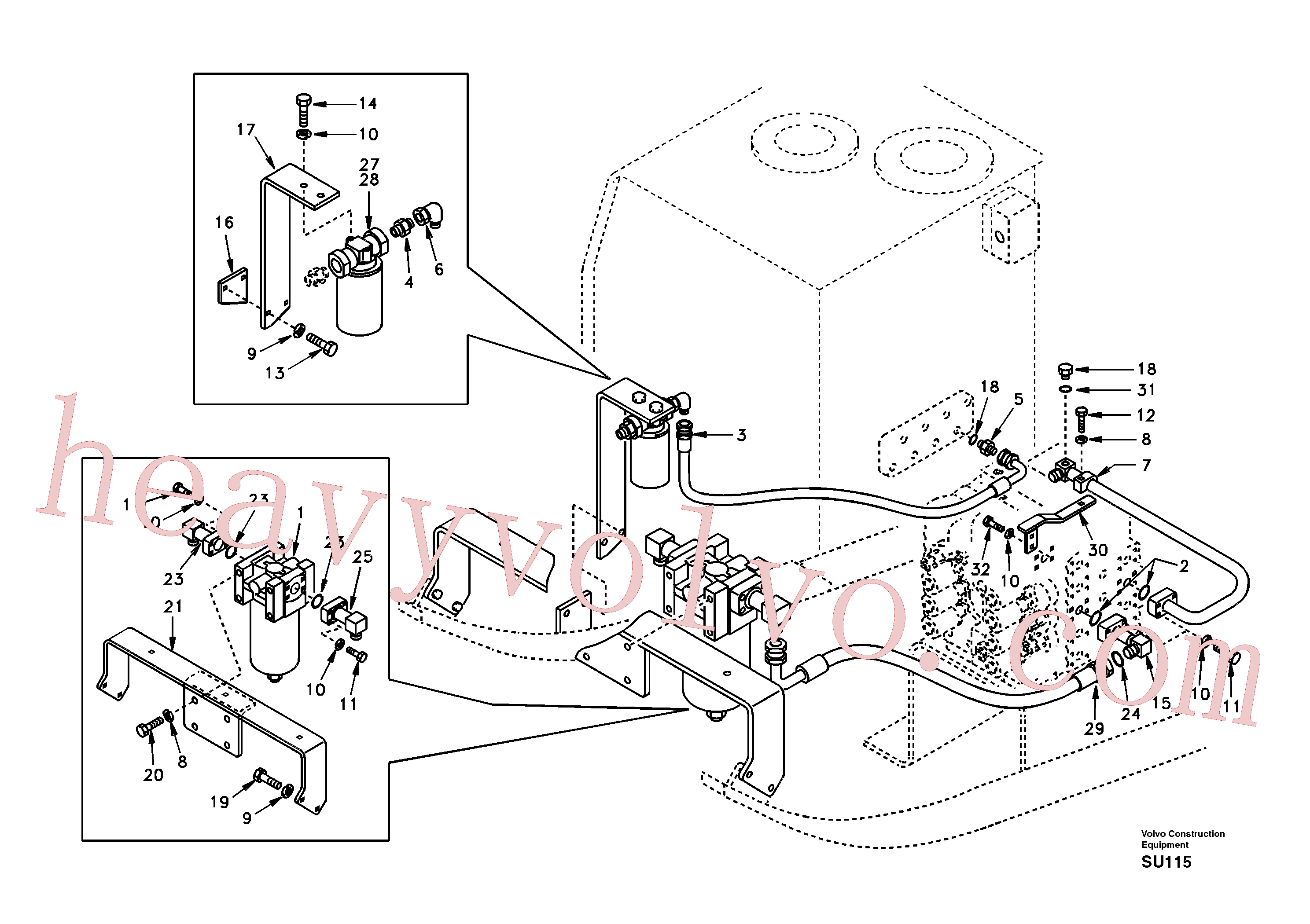 SA1142-05650 for Volvo Hydraulic system, control valve to return filter(SU115 assembly)