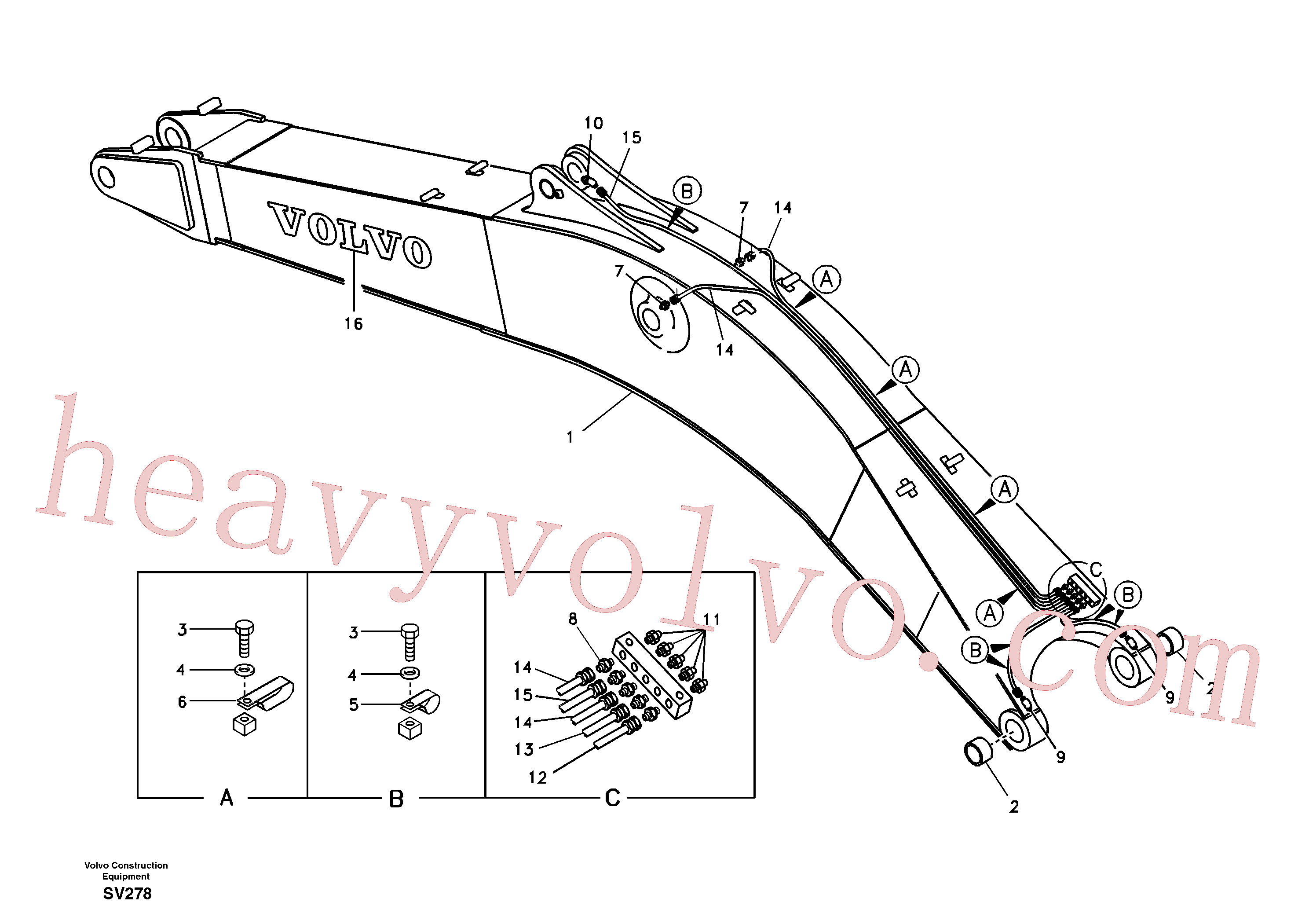 VOE14523061 for Volvo Boom and grease piping(SV278 assembly)