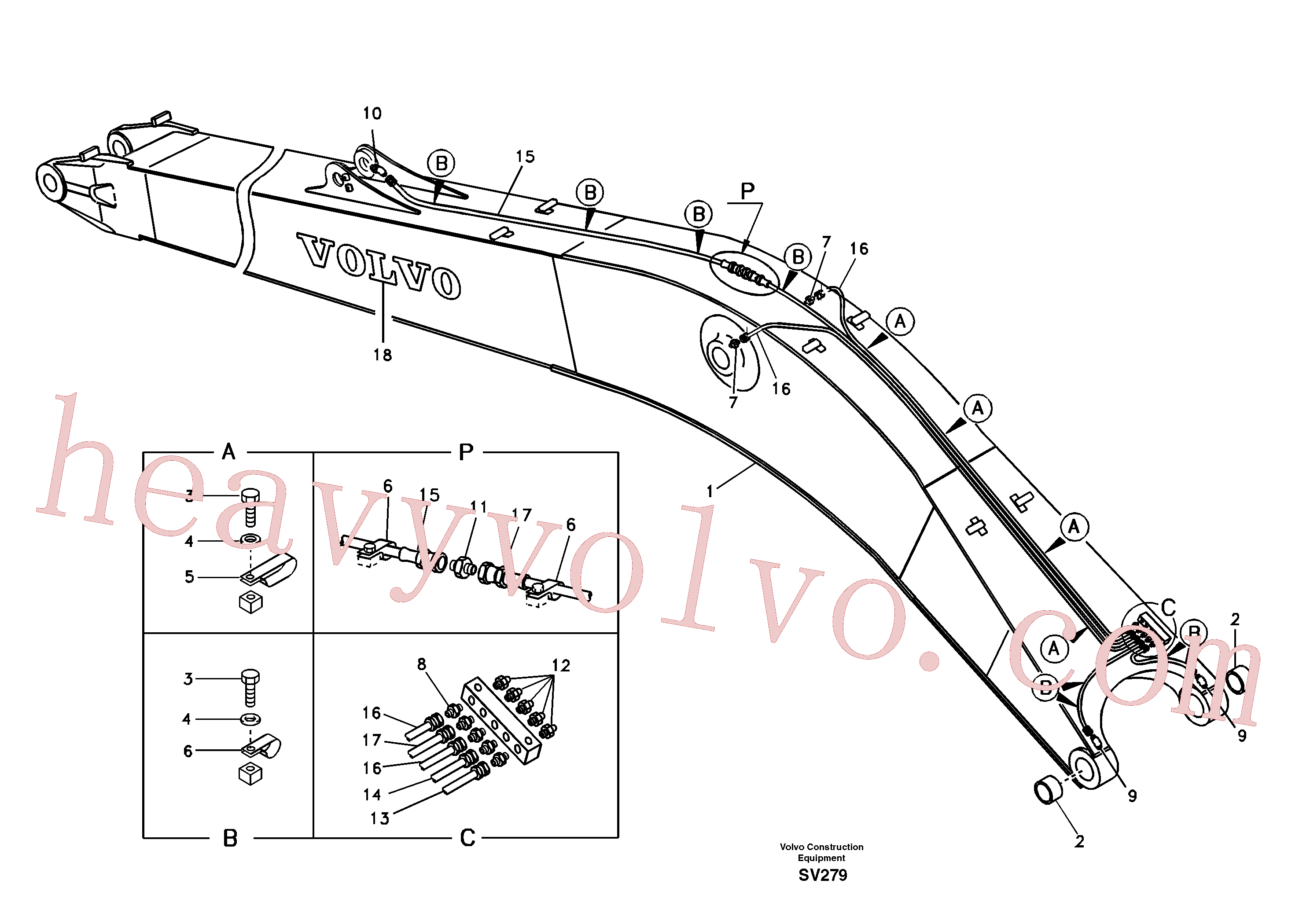 VOE14562877 for Volvo Boom and grease piping, long reach(SV279 assembly)