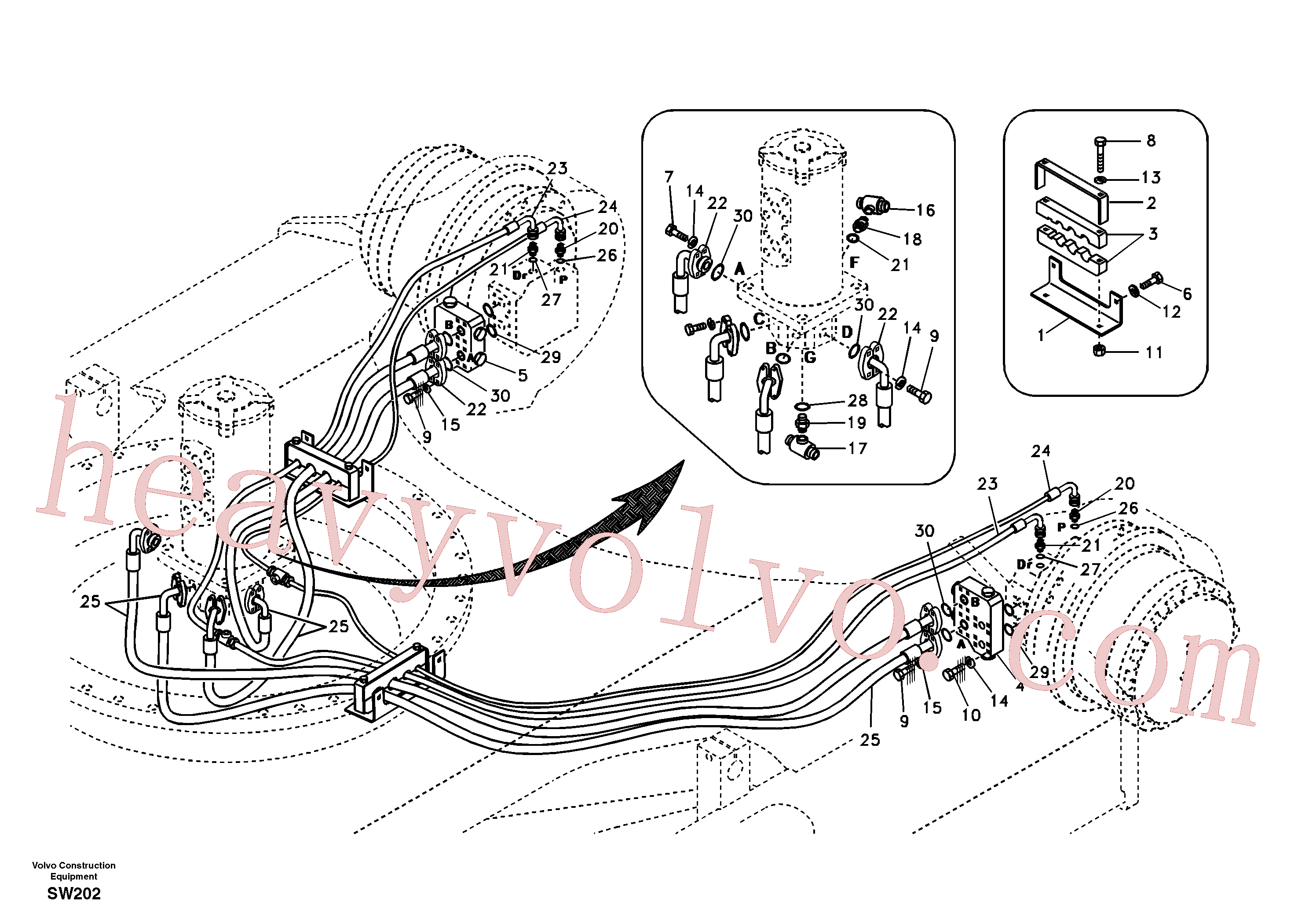 SA9412-11250 for Volvo Turning joint line, turning joint to travel motor(SW202 assembly)