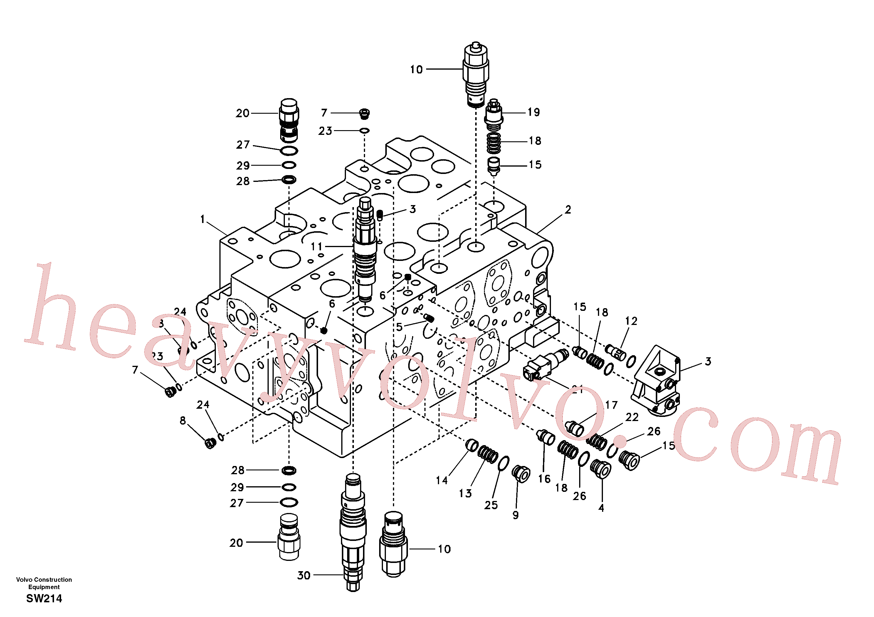 VOE14552975 for Volvo Main control valve, relief valve and boom holding(SW214 assembly)