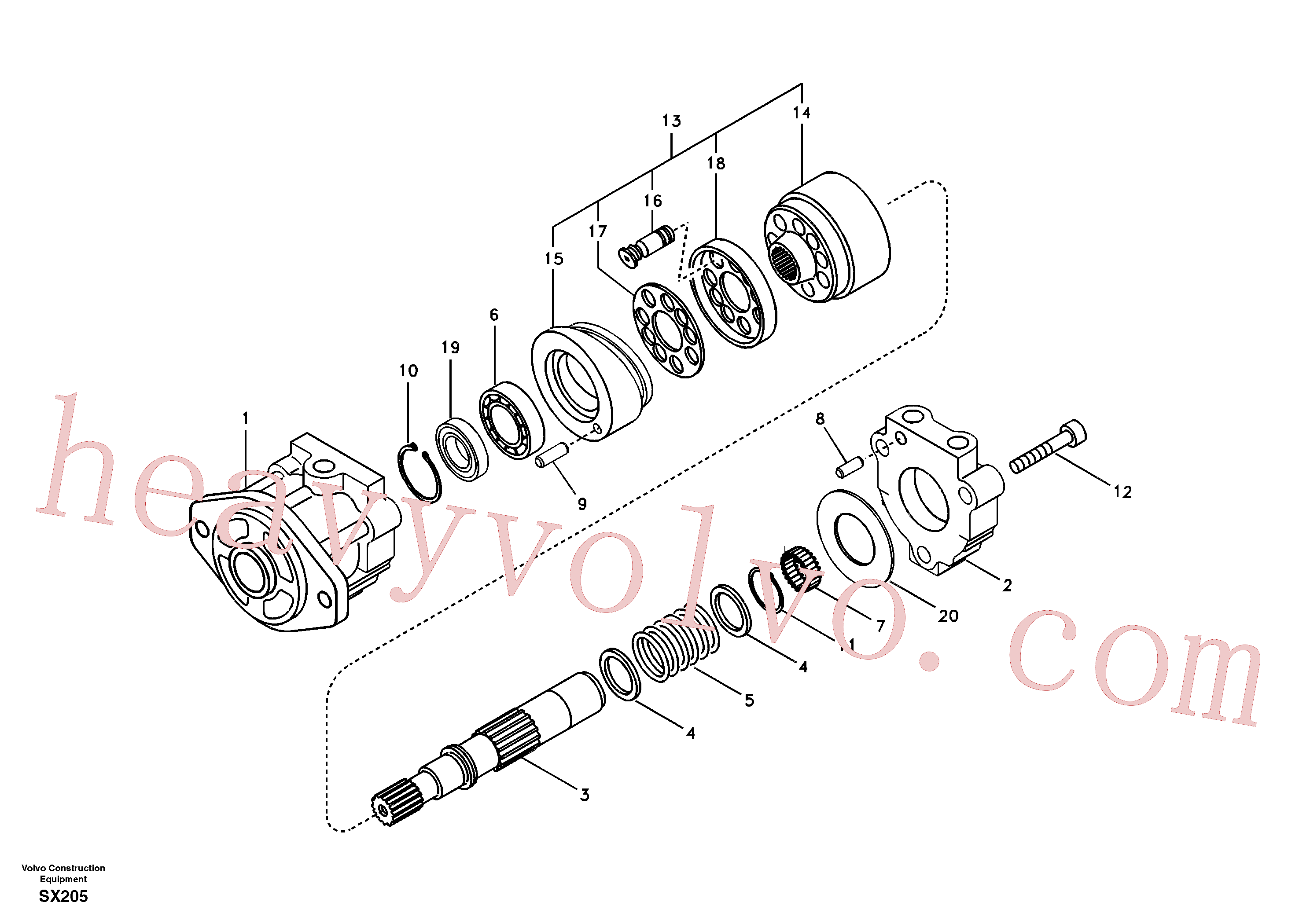 VOE14512764 for Volvo Hydraulic system, oil cooling fan motor(SX205 assembly)