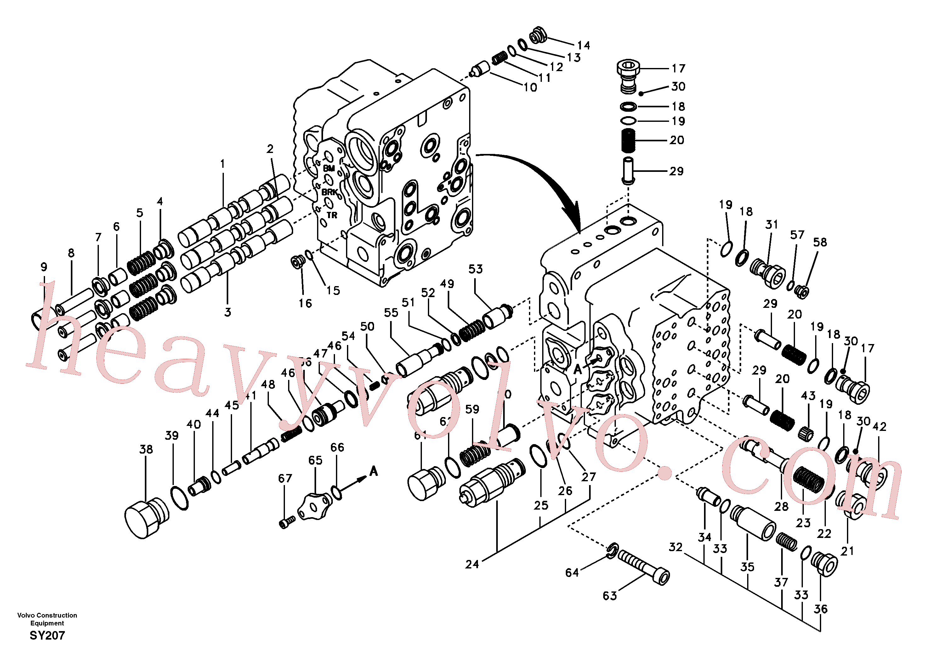 VOE14500048 for Volvo Main control valve, boom and bucket and travel Rh(SY207 assembly)