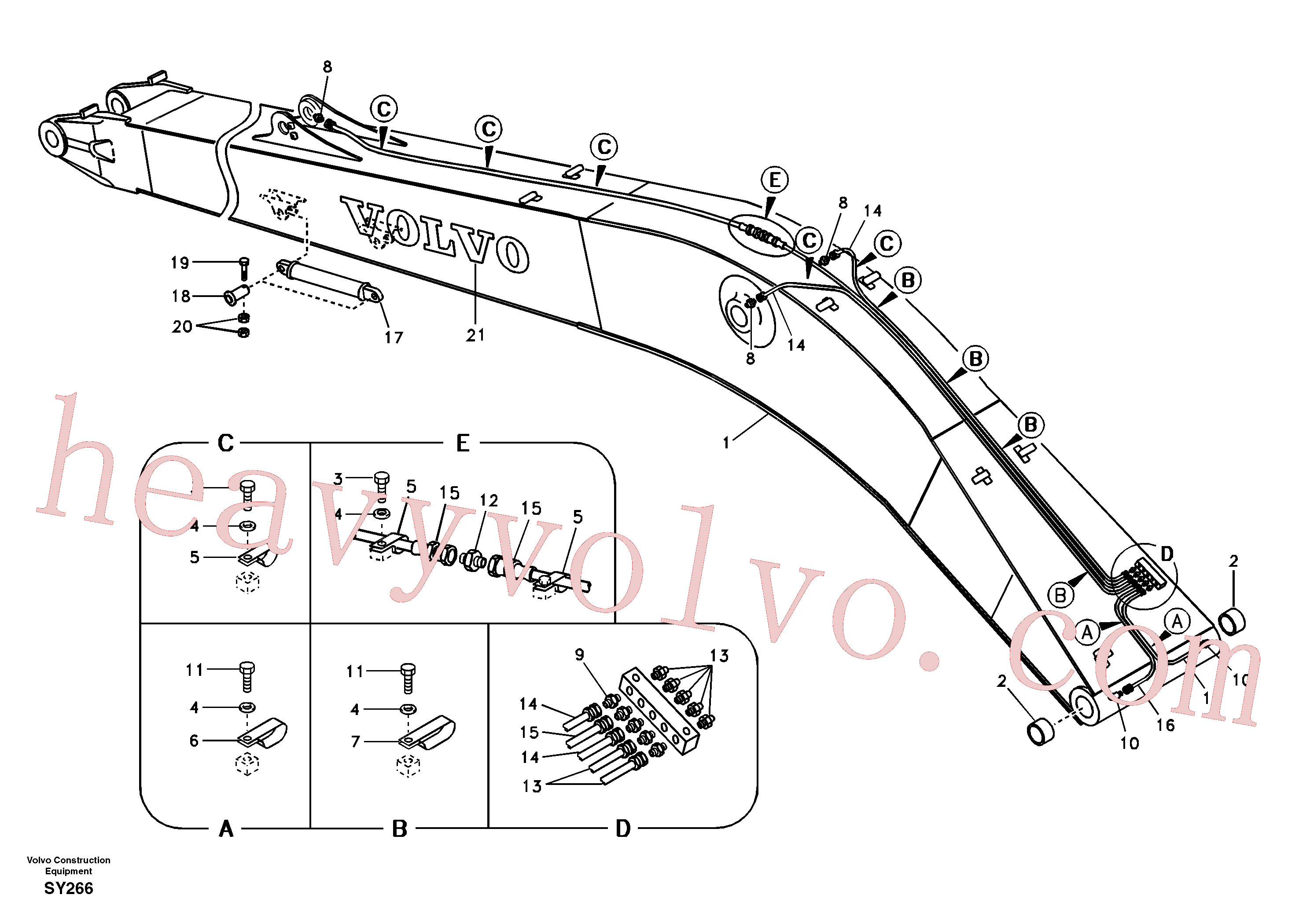 VOE14526140 for Volvo Boom and grease piping, long reach(SY266 assembly)