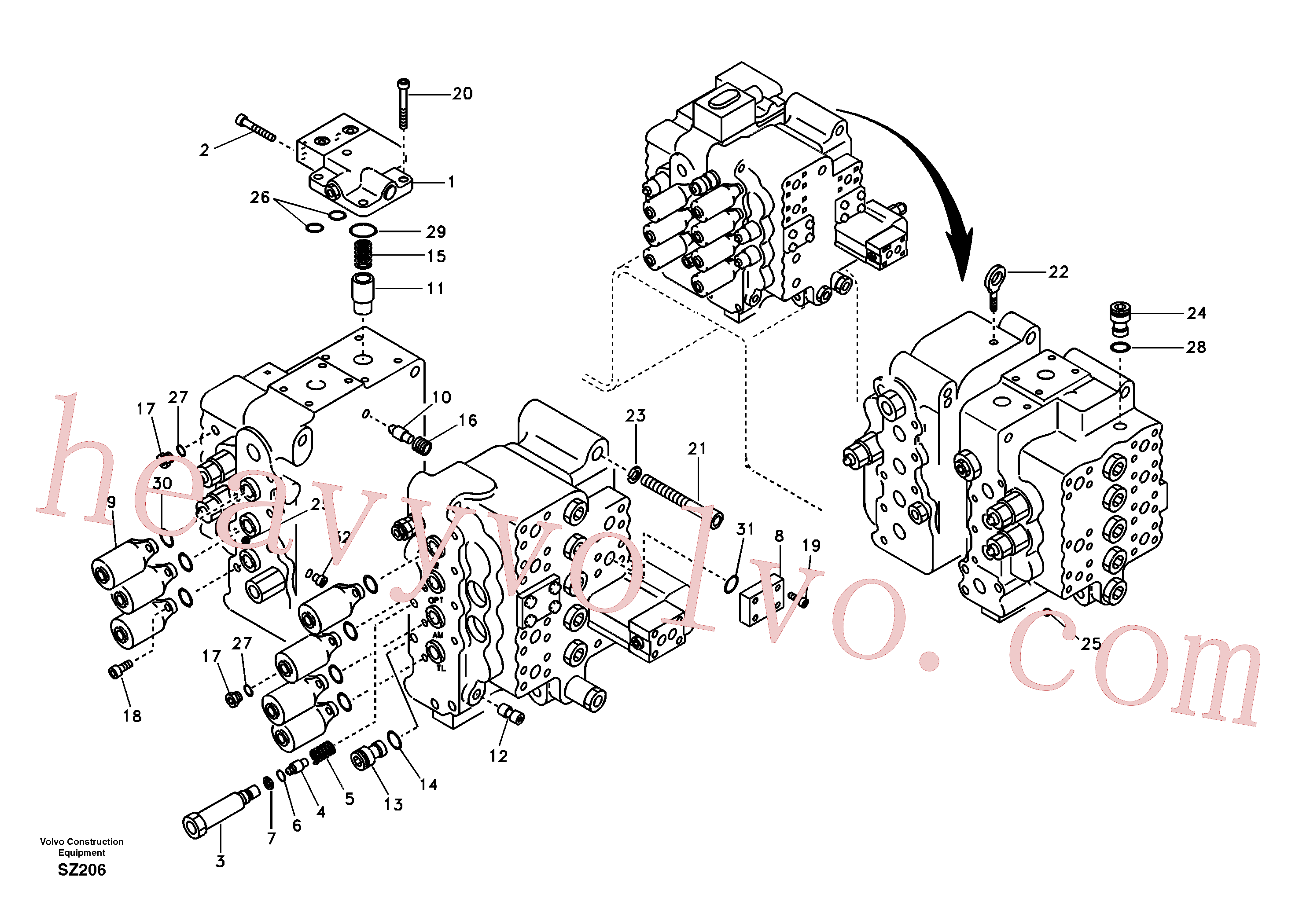 SA9446-30600 for Volvo Main control valve, relief valve and boom holding(SZ206 assembly)