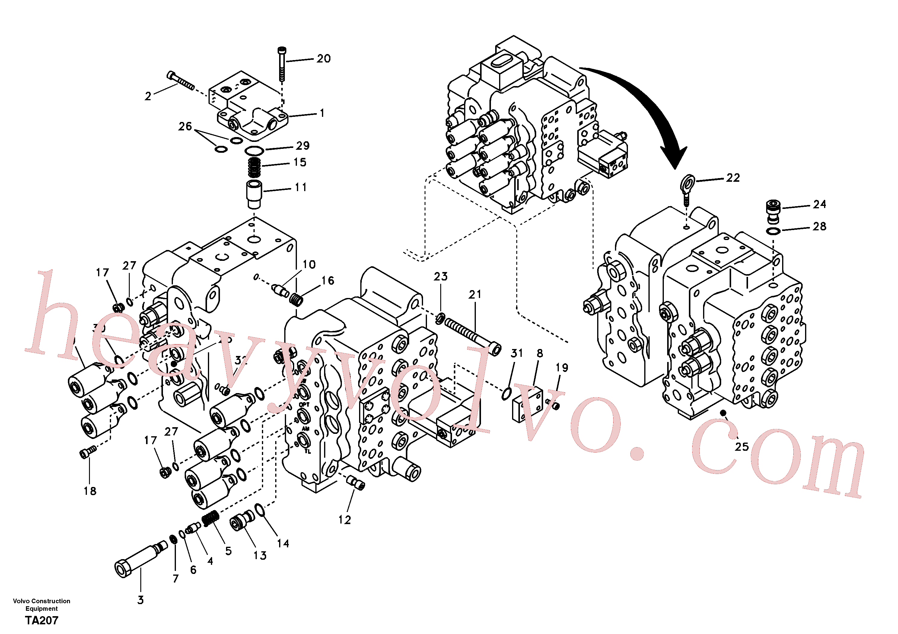 VOE14576336 for Volvo Main control valve, relief valve and boom holding(TA207 assembly)