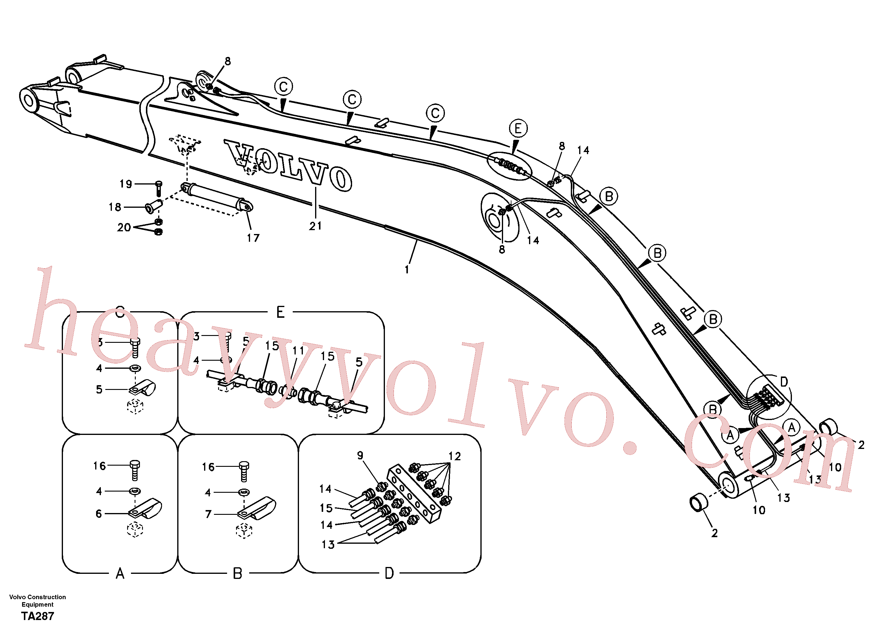 SA1073-05300 for Volvo Boom and grease piping, long reach(TA287 assembly)