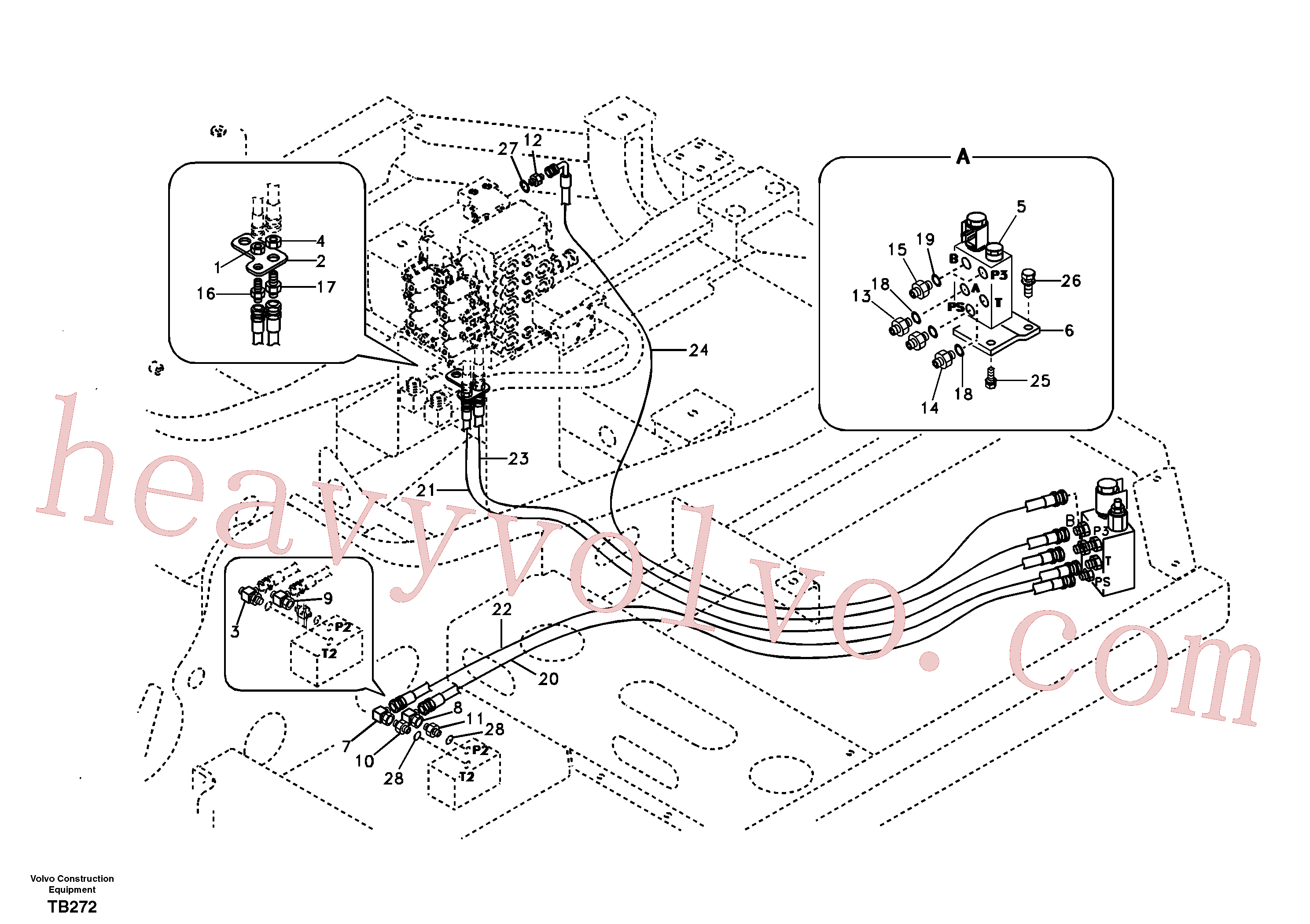 VOE937878 for Volvo Working hydraulic, quick fit on upper frame(TB272 assembly)